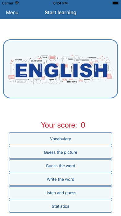 Emulate iPhone app Learn English Vocabulary Pro using MyAndroid