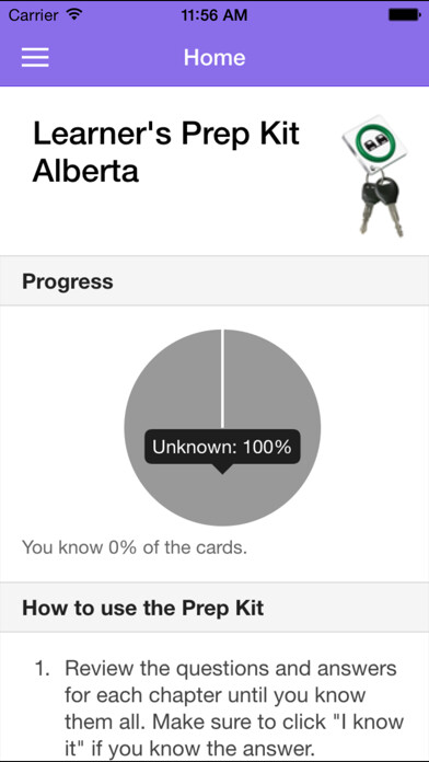 Emulate iPhone app Learner’s Prep Kit Alberta using MyAndroid