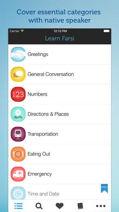 Emulate iPhone app Learn Farsi Persian Phrasebook using MyAndroid