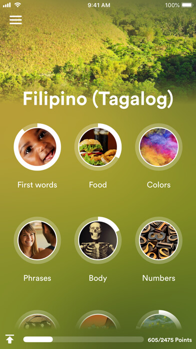 Emulate iPhone app Learn Filipino (Tagalog) using MyAndroid
