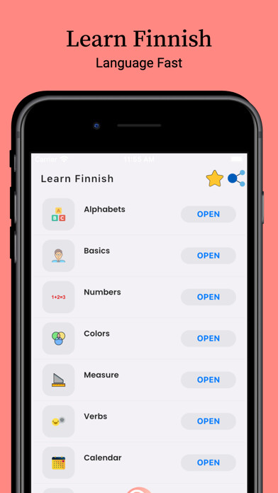Emulate iPhone app Learn Finnish For Beginners using MyAndroid