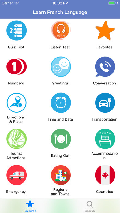 Emulate iPhone app Learn French Phrases Words using MyAndroid