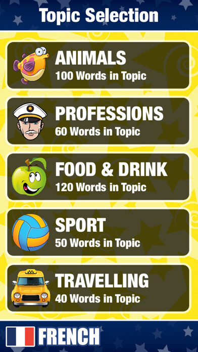 Emulate iPhone app Learn French Today! using MyAndroid