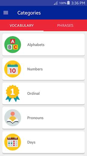Run android online APK Learn French Vocabulary and Phrases - Speak French from MyAndroid or emulate Learn French Vocabulary and Phrases - Speak French using MyAndroid