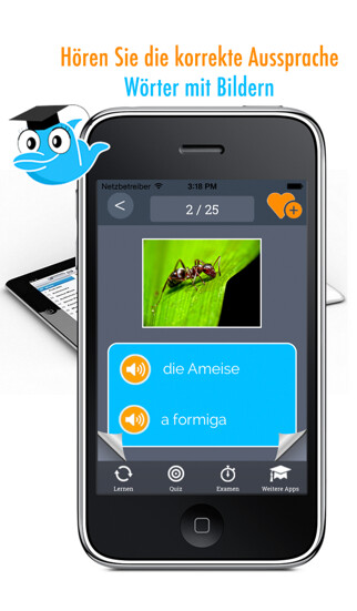 Emulate iPhone app Learn German and Portuguese: Memorize Words - Free using MyAndroid