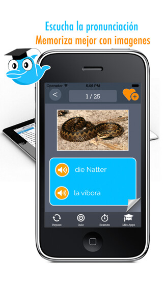 Emulate iPhone app Learn German and Spanish Vocabulary: Memorize Words - Free using MyAndroid