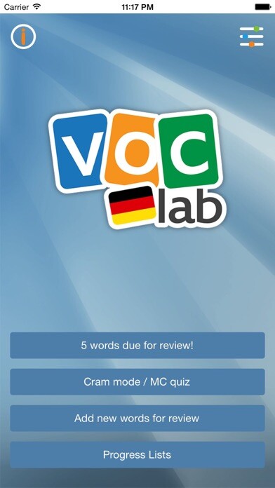 Emulate iPhone app Learn German Flashcards using MyAndroid