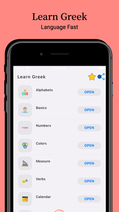 Emulate iPhone app Learn Greek: For Beginners using MyAndroid