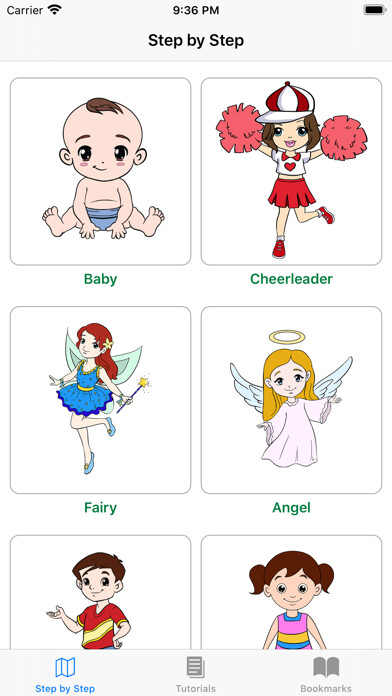 Emulate iPhone app Learn How To Draw Cartoons using MyAndroid