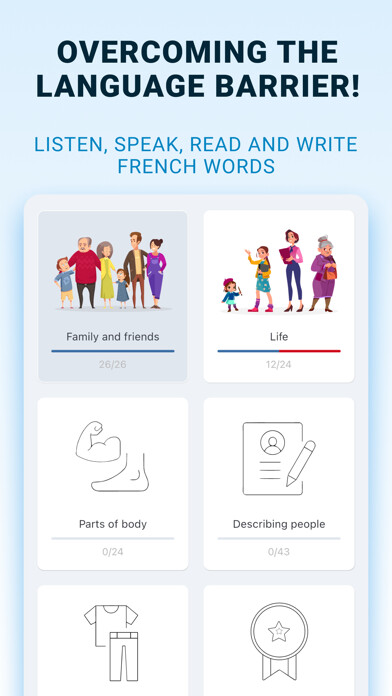 Emulate iPhone app Learning French for Beginners using MyAndroid