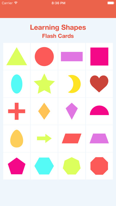 Emulate iPhone app Learning Shapes Flash Cards using MyAndroid