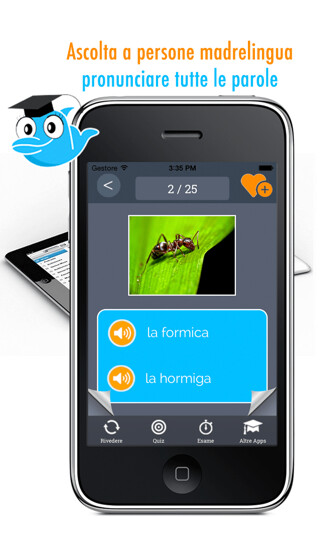 Emulate iPhone app Learn Italian and Spanish Vocabulary: Memorize Words - Free using MyAndroid