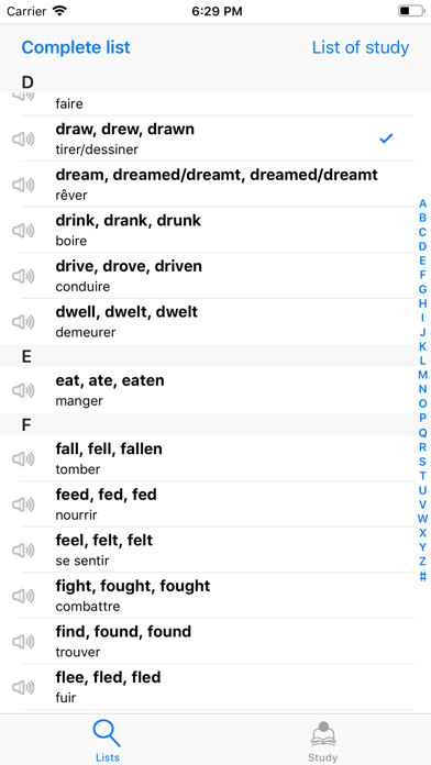 Emulate iPhone app Learn Iverbs using MyAndroid