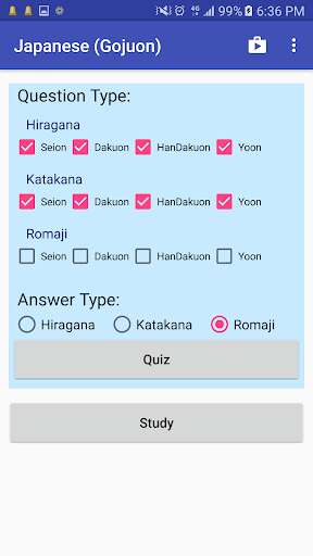 Run android online APK Learn Japanese (Gojuon) from MyAndroid or emulate Learn Japanese (Gojuon) using MyAndroid