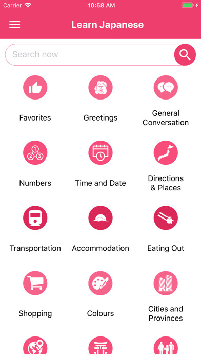 Emulate iPhone app Learn Japanese - Translator using MyAndroid