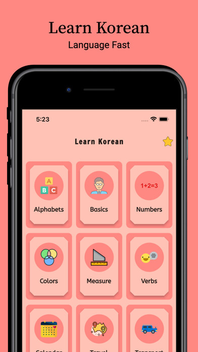 Emulate iPhone app Learn Korean Language Phrases using MyAndroid