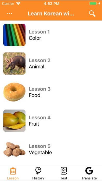 Emulate iPhone app Learn Korean with pictures using MyAndroid