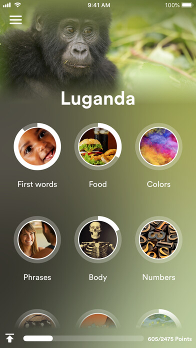Emulate iPhone app Learn Luganda - EuroTalk using MyAndroid