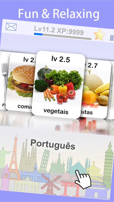 Emulate iPhone app Learn Portugal Portuguese Words&Phrases FlashCards using MyAndroid