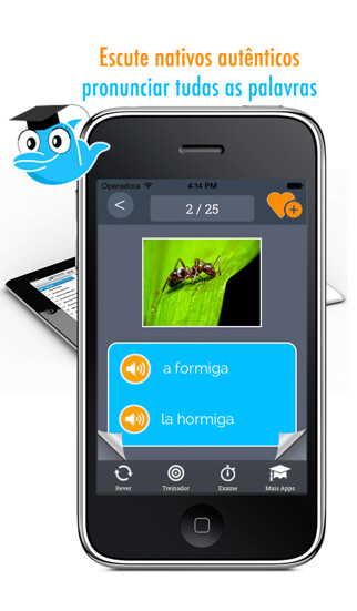 Emulate iPhone app Learn Portuguese and Spanish Vocabulary: Memorize Words - Free using MyAndroid