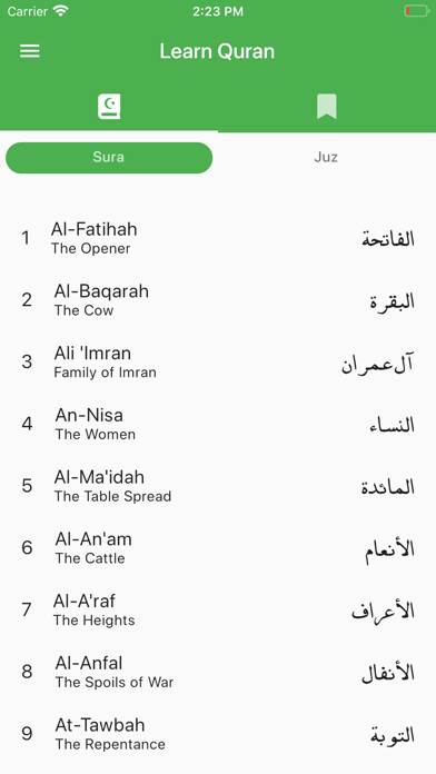 Emulate iPhone app Learn Quran (App) using MyAndroid