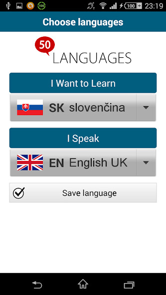 Run android online APK Learn Slovak - 50 languages from MyAndroid or emulate Learn Slovak - 50 languages using MyAndroid