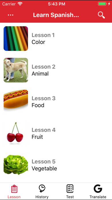 Emulate iPhone app Learn Spanish with pictures using MyAndroid