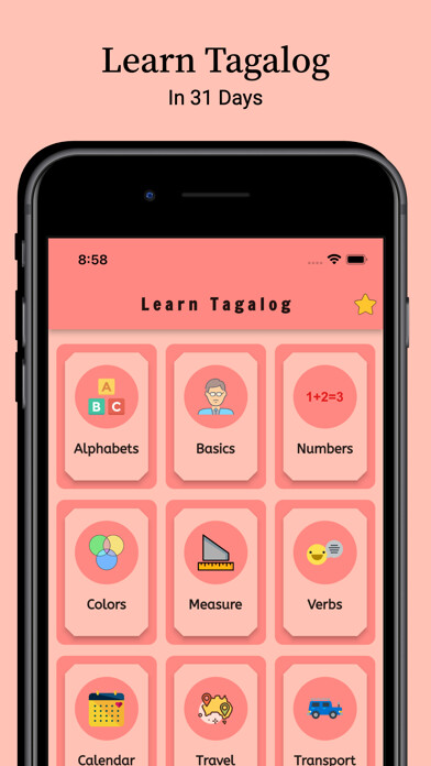 Emulate iPhone app Learn Tagalog For Beginners using MyAndroid