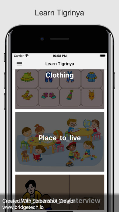 Emulate iPhone app Learn Tigrinya language using MyAndroid