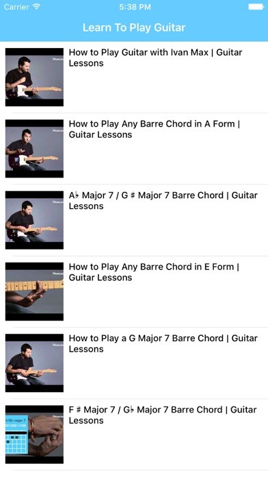 Emulate iPhone app Learn To Play Guitar Free Video Lessons using MyAndroid