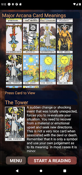 Run android online APK Learn to Read Your Tarot Cards from MyAndroid or emulate Learn to Read Your Tarot Cards using MyAndroid