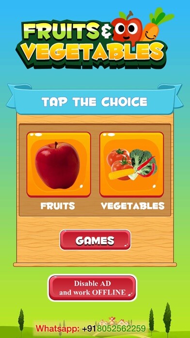 Emulate iPhone app Learn Vegetables and Fruits using MyAndroid
