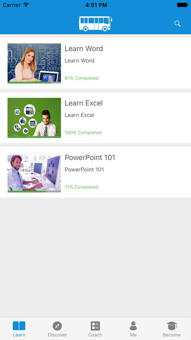 Emulate iPhone app Learn Word, Excel & PowerPoint using MyAndroid