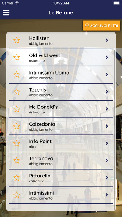 Emulate iPhone app Le Befane Shopping Centre using MyAndroid