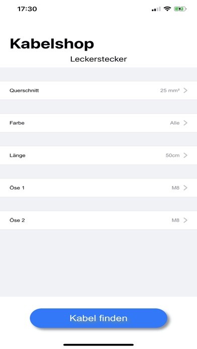Emulate iPhone app Leckerstecker Kabelshop using MyAndroid