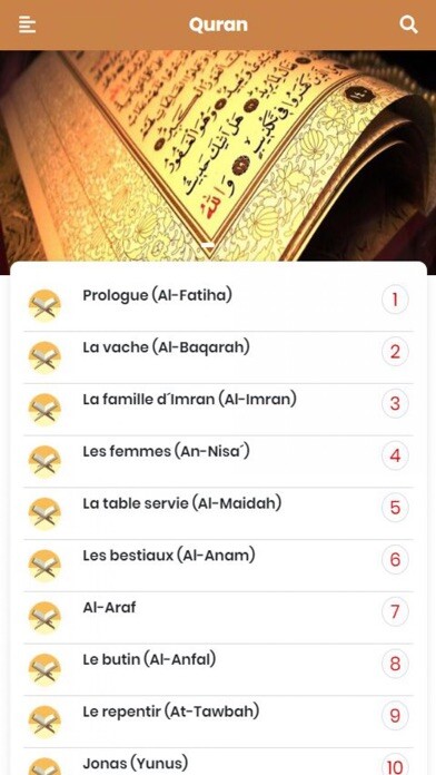 Emulate iPhone app Le Coran - Français using MyAndroid