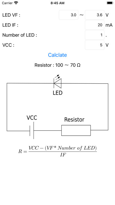 Emulate iPhone app LED Calc. using MyAndroid
