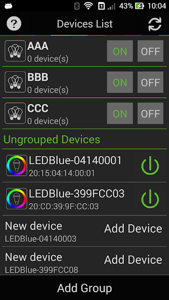 Emulate iPhone app LED Magic Blue using MyAndroid