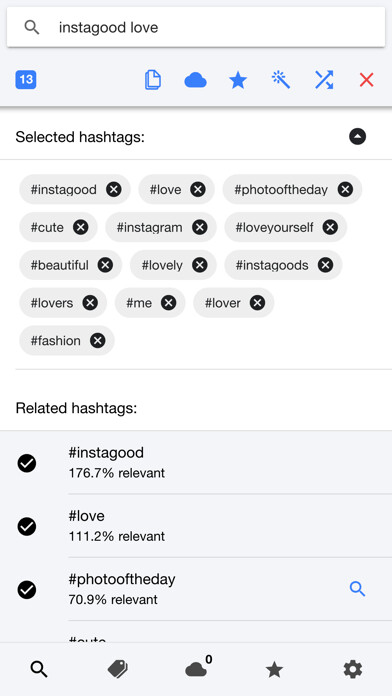 Emulate iPhone app Leetags - Hashtags Generator using MyAndroid