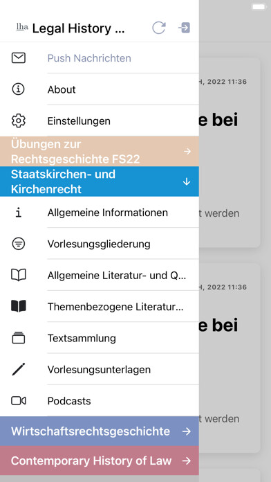 Emulate iPhone app Legal History using MyAndroid