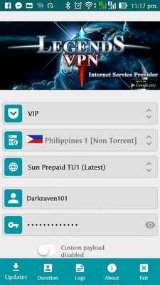 Emulate Android APK LegendsVPN