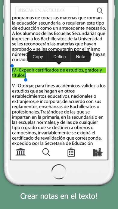 Emulate iPhone app Legislación Mexicana using MyAndroid