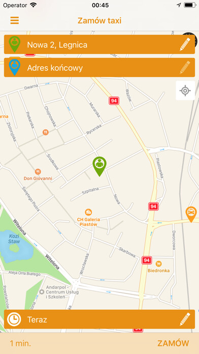 Emulate iPhone app Legnica Radio Taxi using MyAndroid