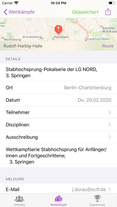 Emulate iPhone app Leichtathletik App using MyAndroid