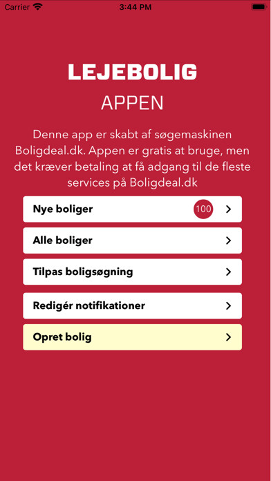 Emulate iPhone app Lejebolig Appen using MyAndroid