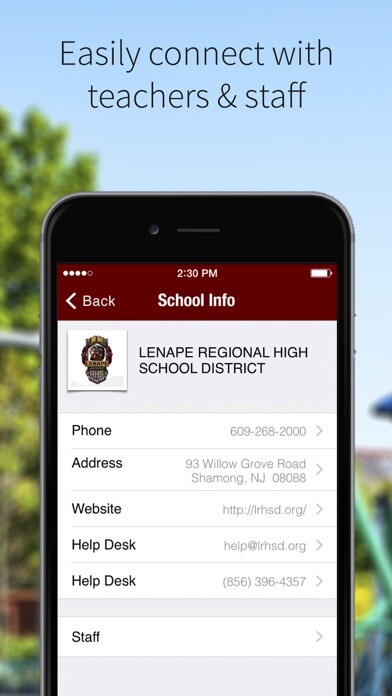 Emulate iPhone app Lenape Regional HSD using MyAndroid