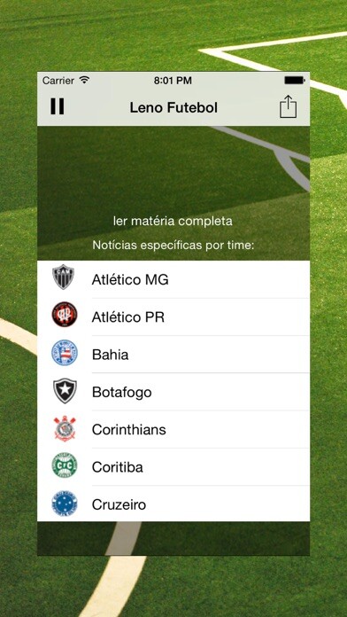 Emulate iPhone app Leno Futebol using MyAndroid