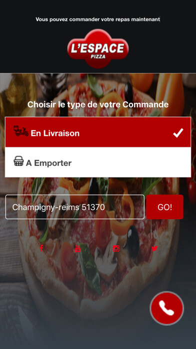 Emulate iPhone app L Espace Pizza 51 using MyAndroid