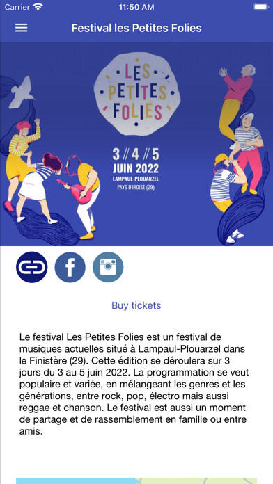 Emulate iPhone app Les Petites Folies 2022 using MyAndroid