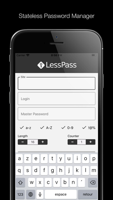 Emulate iPhone app LessPass using MyAndroid Emulate iPhone app LessPass using MyAndroid